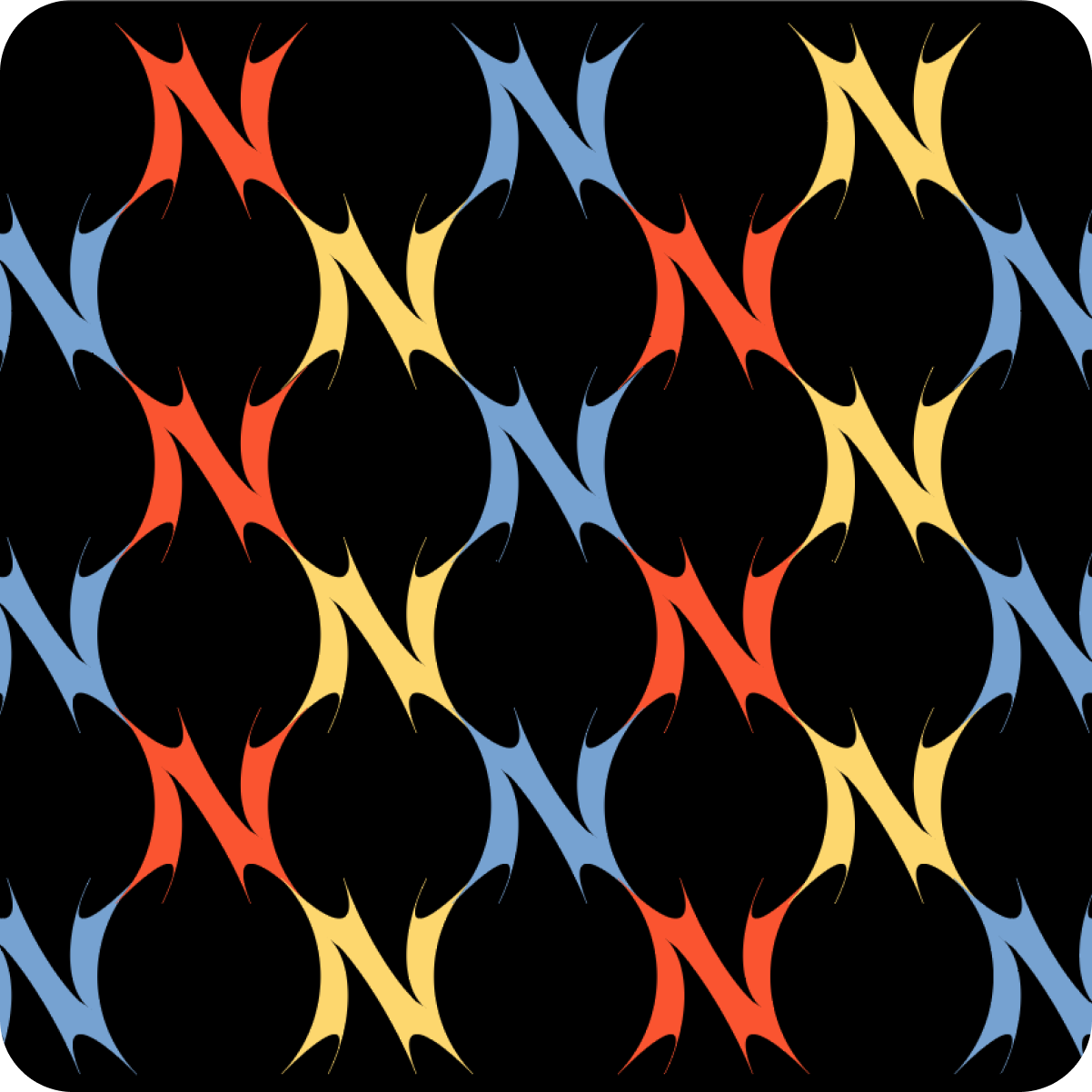 Black background with colourful N pattern